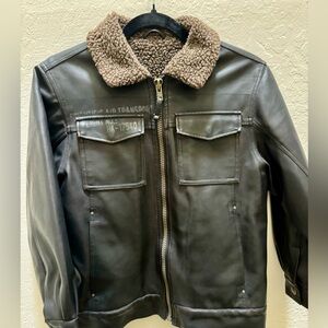 ADVENTURE LEGENDS Bomber Jacket Pilot style Boys SZ 8 Brown Rugged Faux Leather
